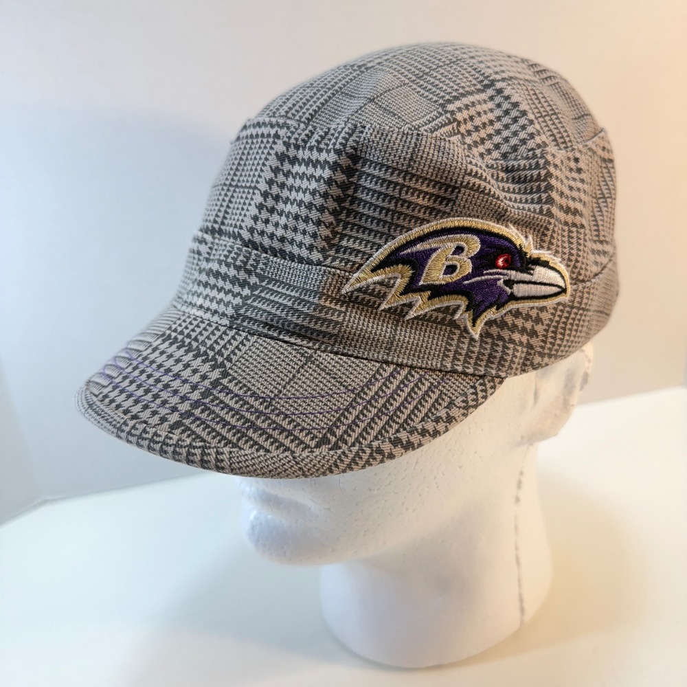 Baltimore Ravens NFL Team Apparel Cadet Hat Women Adjustable Gray Glen Plaid Cap